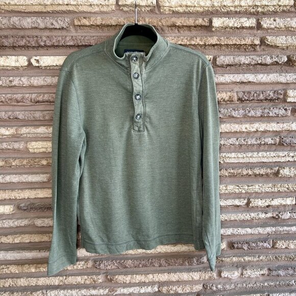 Banana Republic Green Button 1/4 Zip Henley Polo Sweater Size Medium - Picture 6 of 9